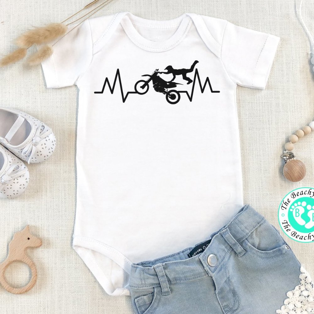 Dirt Bike Heartbeat Onesie- Motor cross Bodysuit